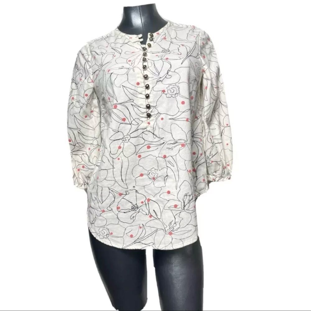 Maeve Anthropologie Pattern Button Front Top Shirt Size Small